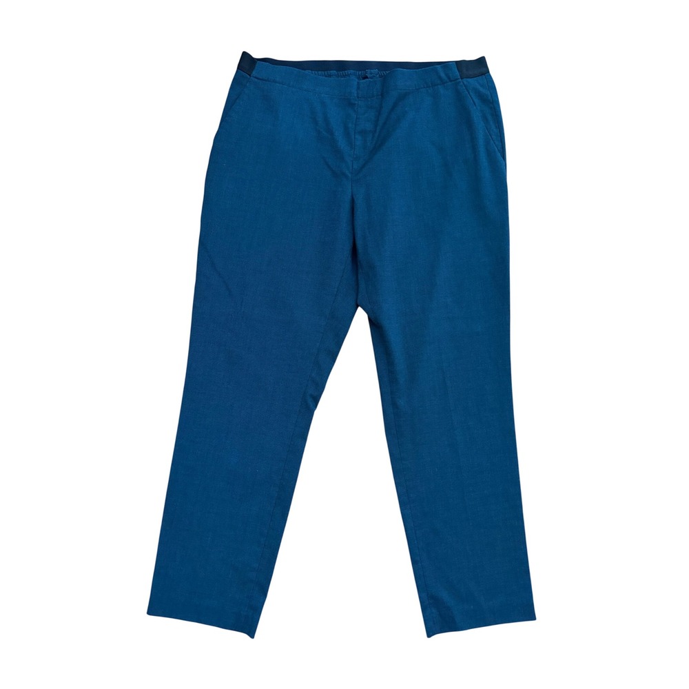 Uniqlo Smart Style Ankle Pants Women XL Teal Blue Excellent Stretch Tapered